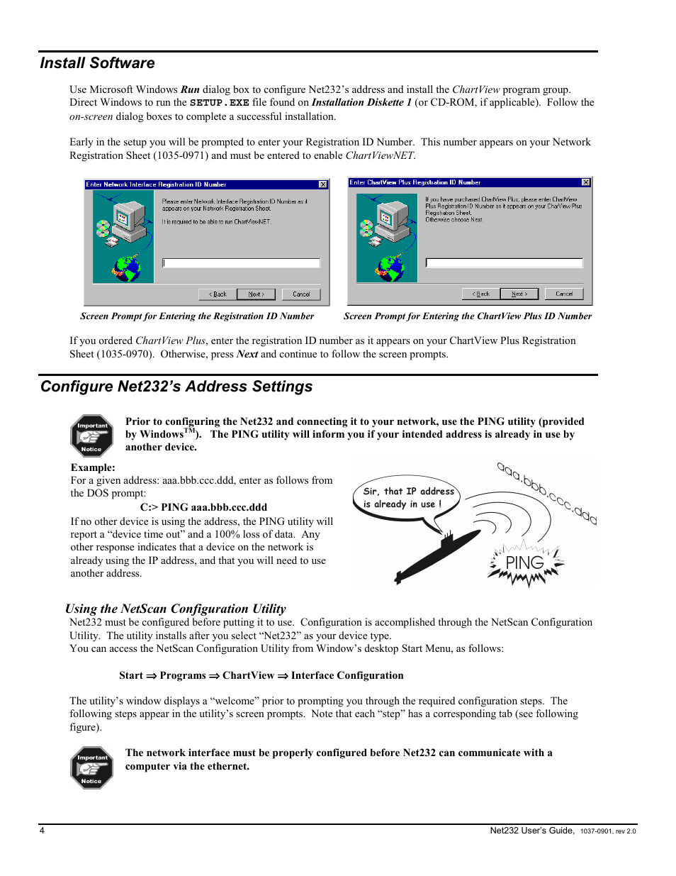 Install software, Configure net232’s address settings, Are…… 4 | Measurement Computing Net232 User Manual | Page 4 / 16