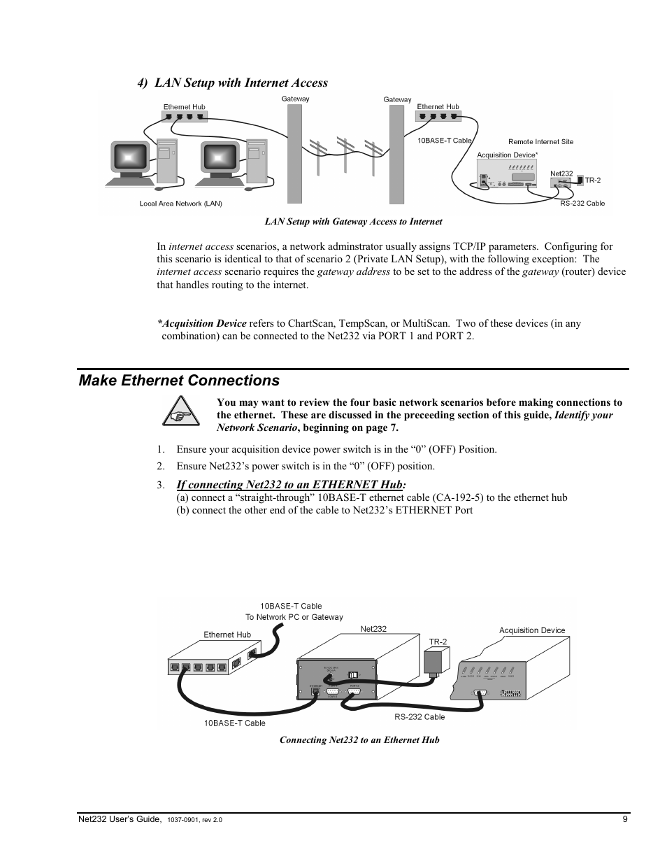 4) lan setup with internet access, Make ethernet connections, Th internet access ……9 | Hernet connections ……9 | Measurement Computing Net232 User Manual | Page 9 / 16
