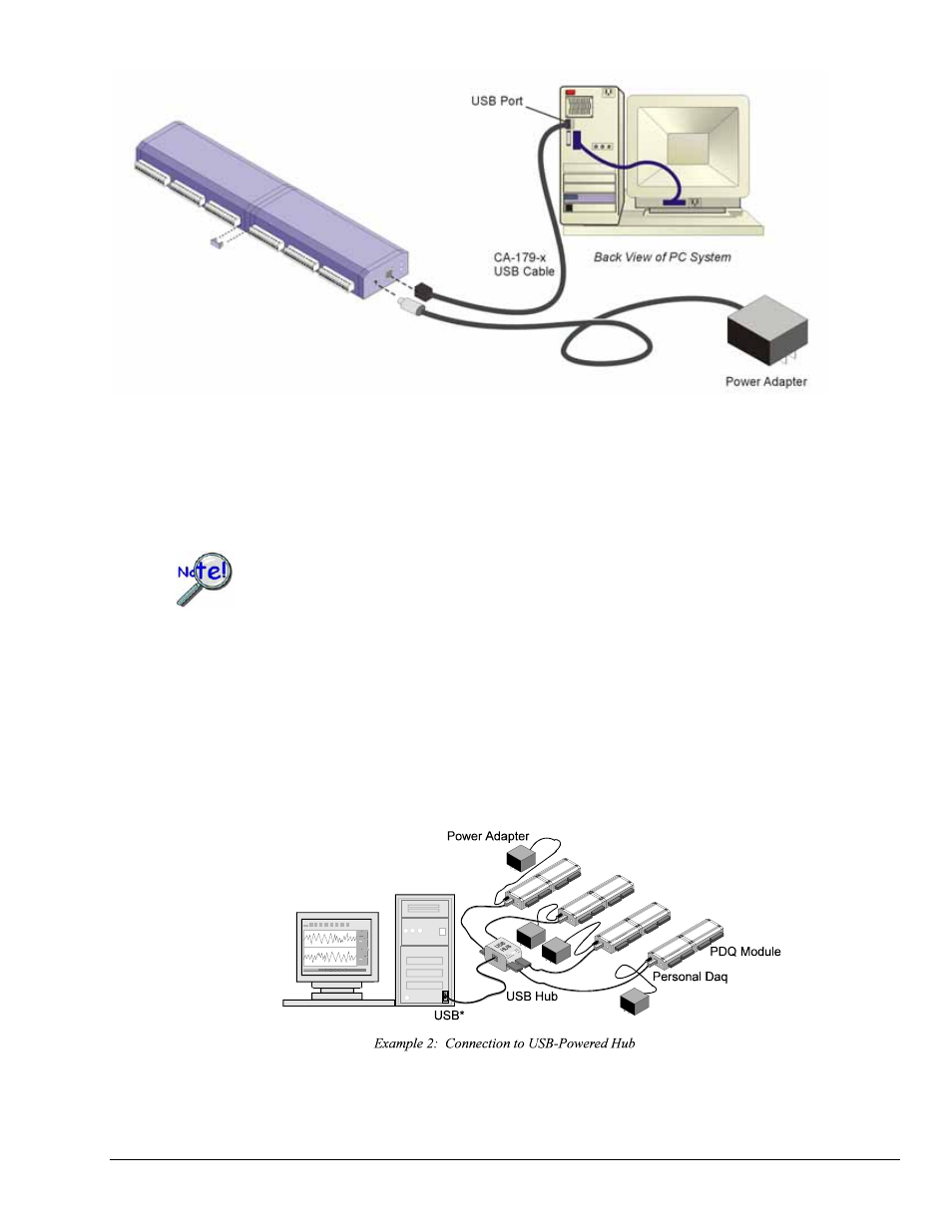 Example 2: connection to usb-powered hub | Measurement Computing PDQ30 User Manual | Page 3 / 4
