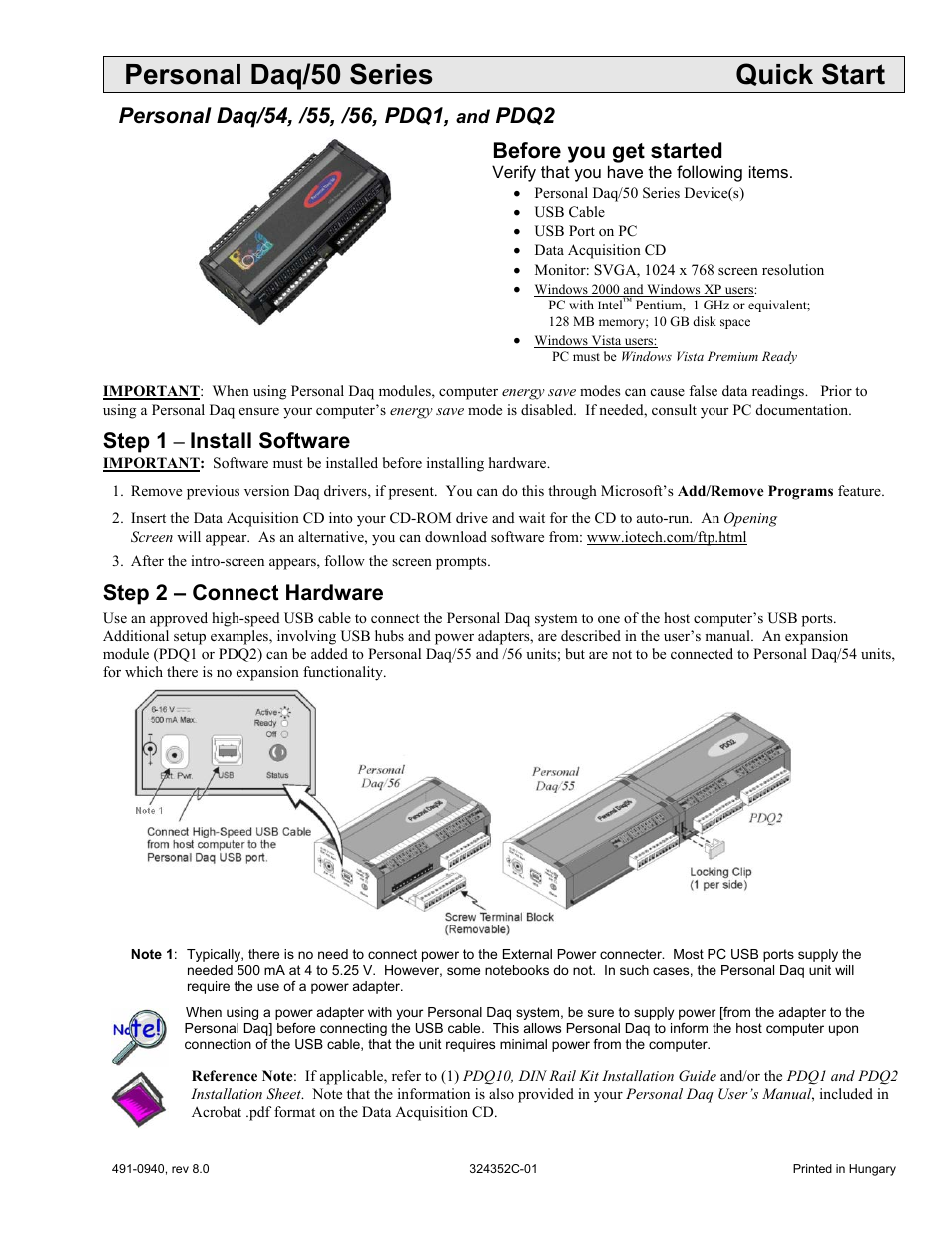 Measurement Computing Personal Daq 50 Series User Manual | 2 pages