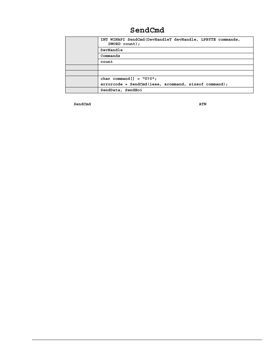 Sendcmd | Measurement Computing Personal488 rev.3.0 User Manual | Page 117 / 150