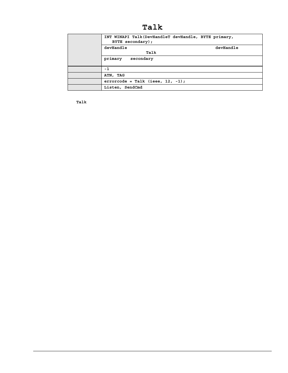 Talk | Measurement Computing Personal488 rev.3.0 User Manual | Page 123 / 150