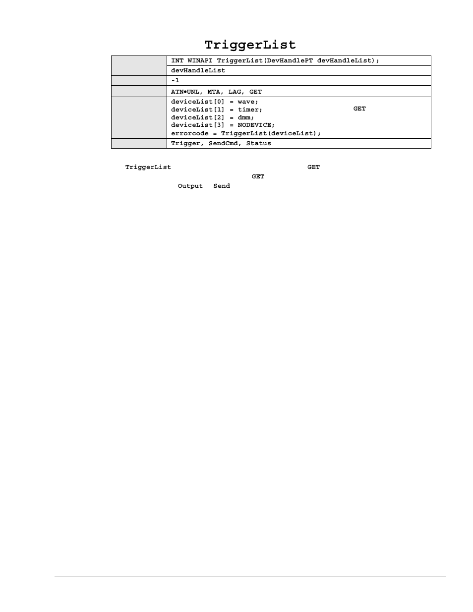 Triggerlist | Measurement Computing Personal488 rev.3.0 User Manual | Page 129 / 150