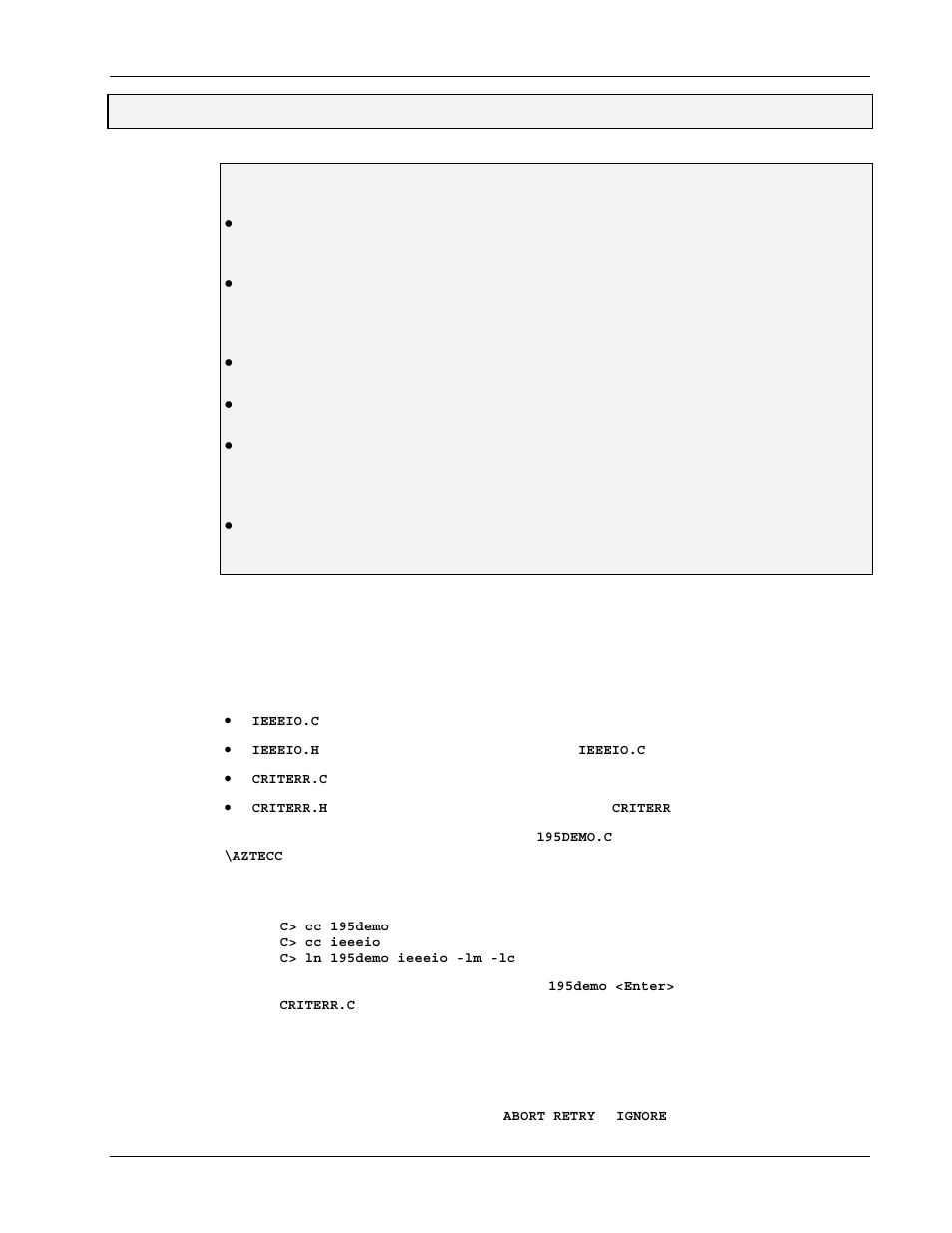 Language-specific information, 8l. language-specific information, Aztec c | Topics | Measurement Computing Personal488 rev.3.0 For DOS & Windows 3.Xi User Manual | Page 120 / 400