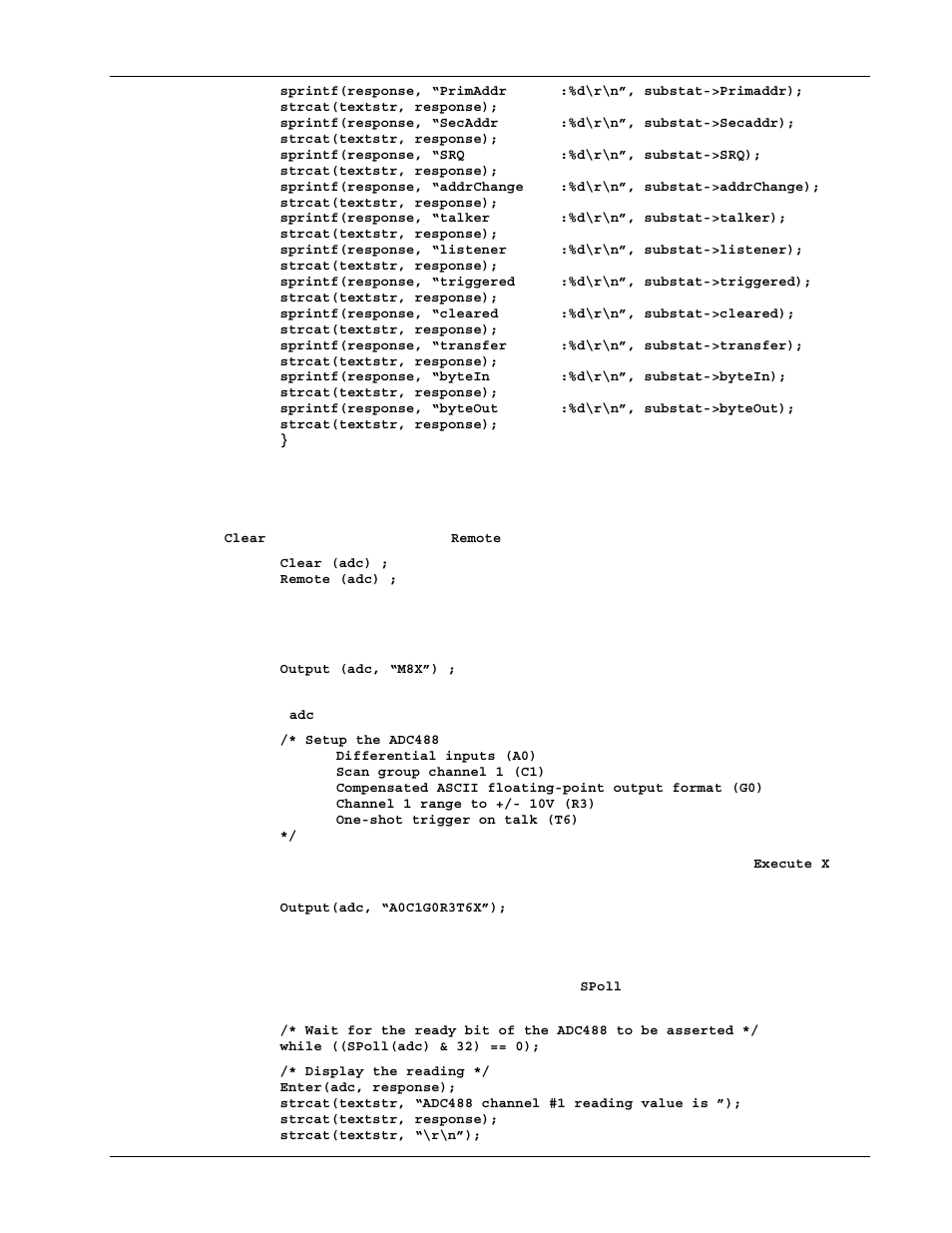 External device initialization, Basic data acquisition | Measurement Computing Personal488 rev.3.0 For DOS & Windows 3.Xi User Manual | Page 230 / 400