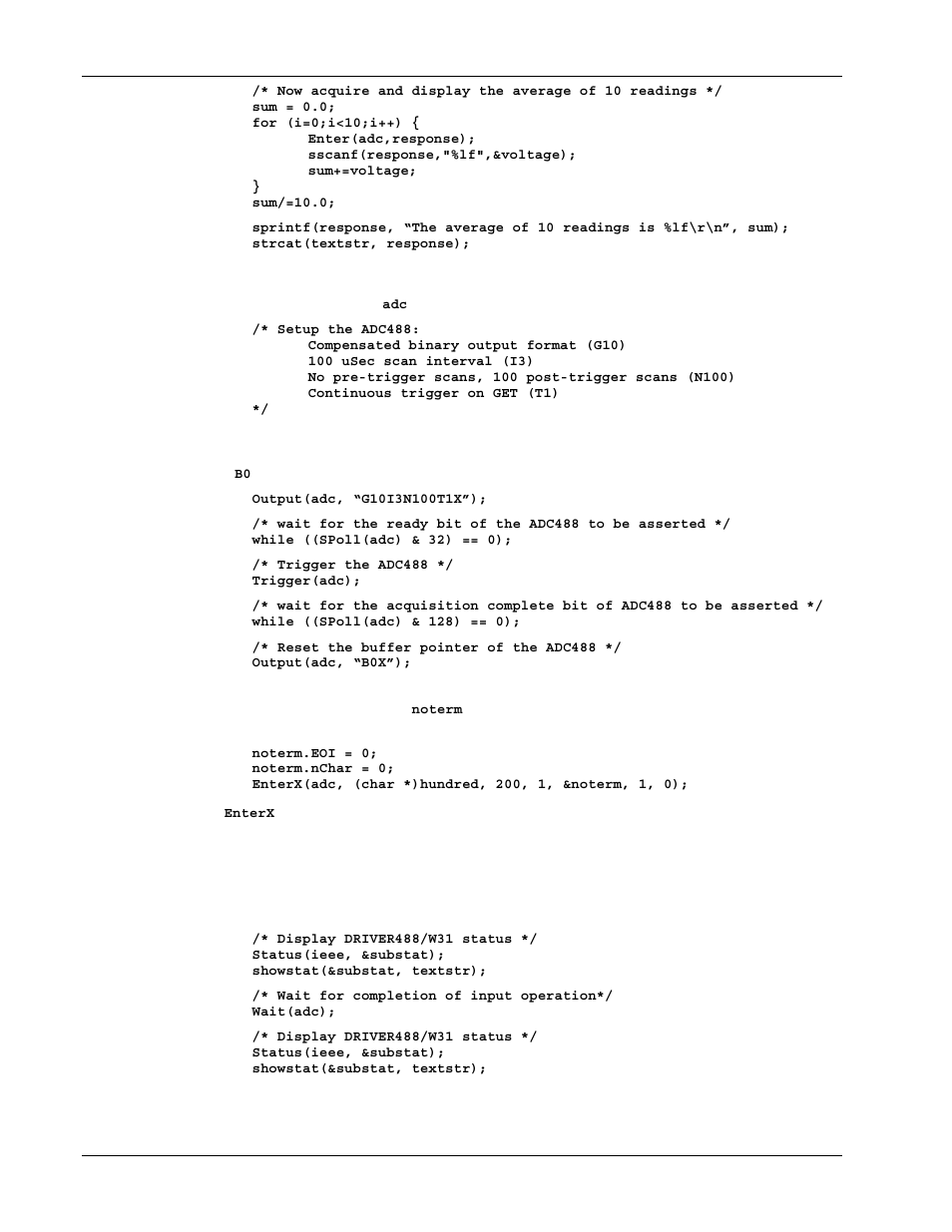 Block data acquisition | Measurement Computing Personal488 rev.3.0 For DOS & Windows 3.Xi User Manual | Page 231 / 400