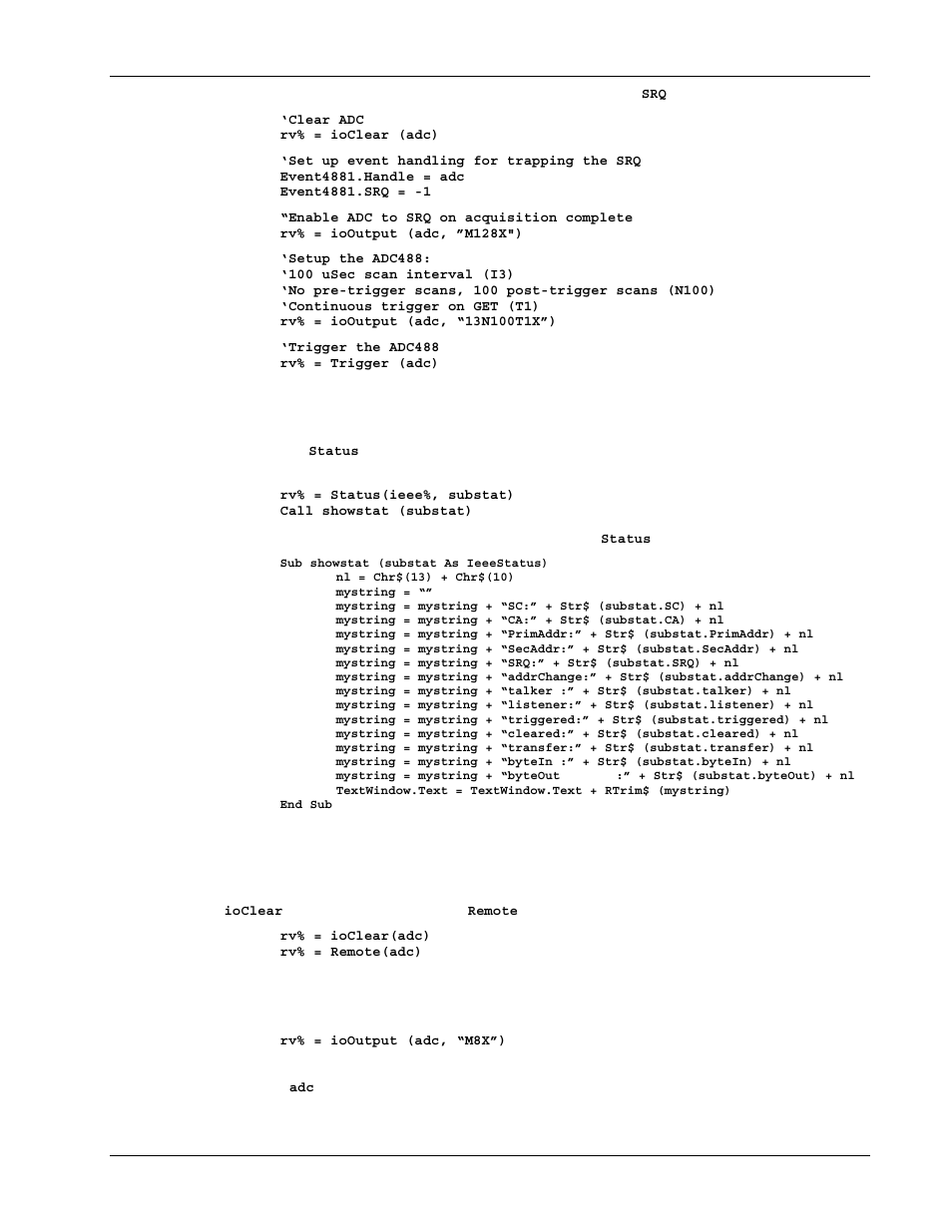 Reading driver status, External device initialization | Measurement Computing Personal488 rev.3.0 For DOS & Windows 3.Xi User Manual | Page 254 / 400