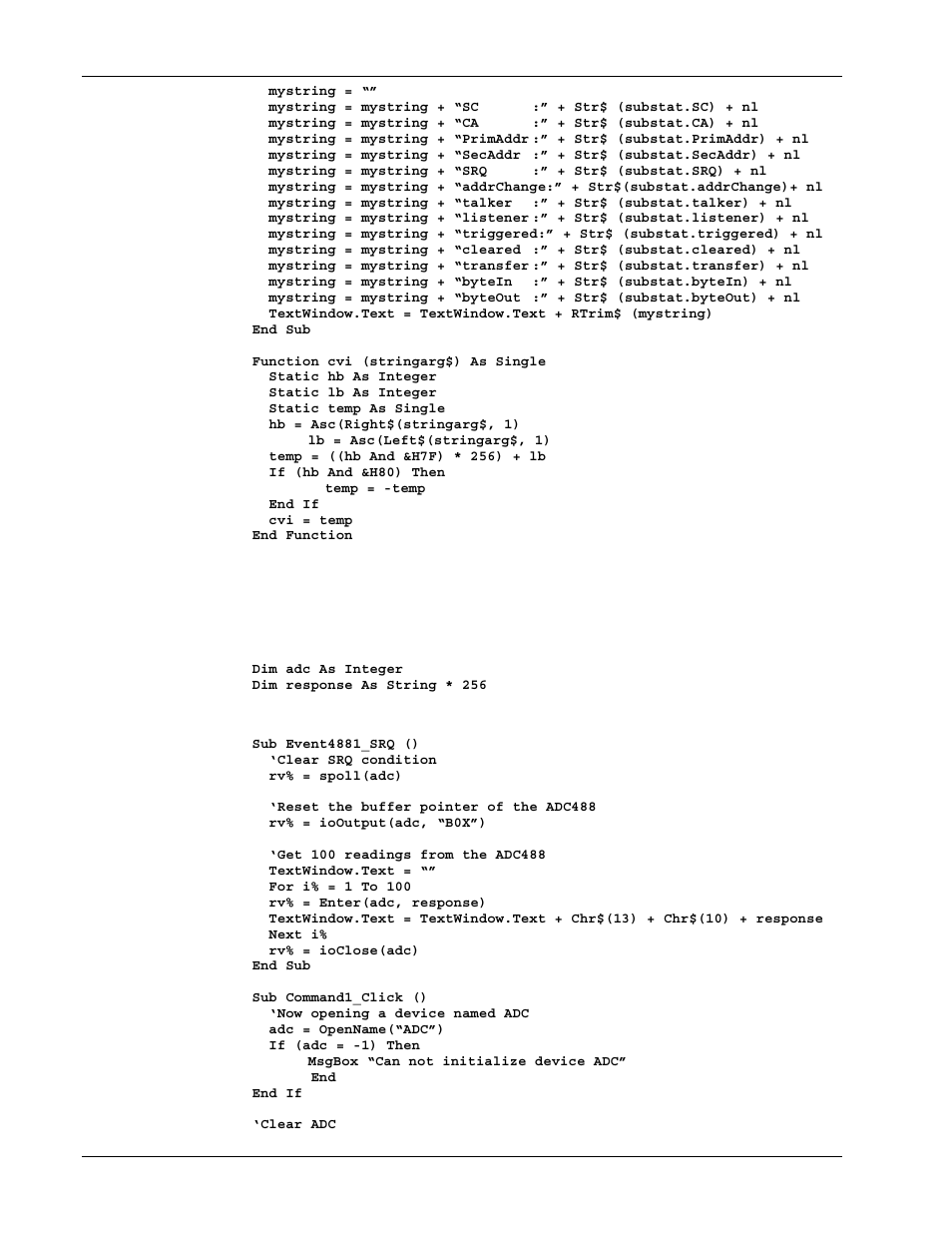 Ieee 488 event custom control sample program | Measurement Computing Personal488 rev.3.0 For DOS & Windows 3.Xi User Manual | Page 265 / 400