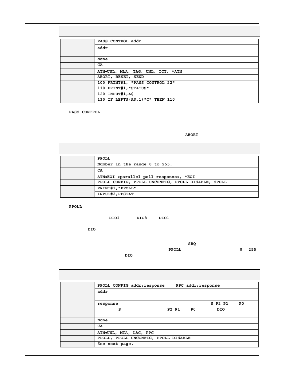 Pass control, Ppoll, Ppoll config or ppc | Measurement Computing Personal488 rev.3.0 For DOS & Windows 3.Xi User Manual | Page 317 / 400