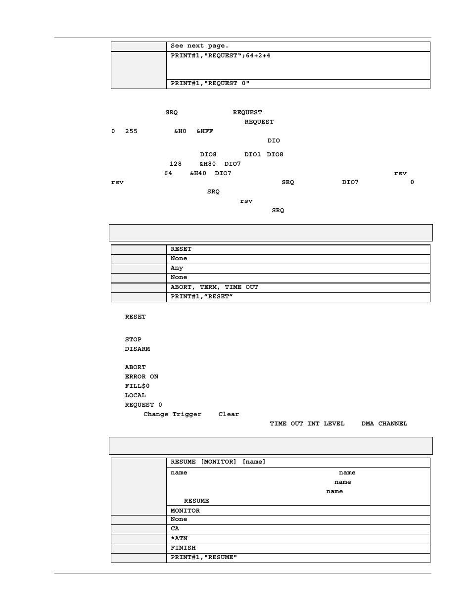 Reset, Resume | Measurement Computing Personal488 rev.3.0 For DOS & Windows 3.Xi User Manual | Page 320 / 400