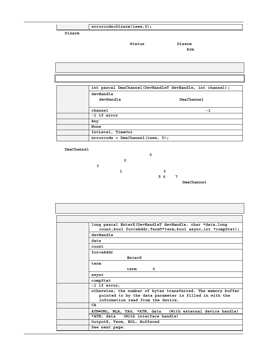 Dmachannel, Enter (controller mode) | Measurement Computing Personal488 rev.3.0 For DOS & Windows 3.Xi User Manual | Page 335 / 400