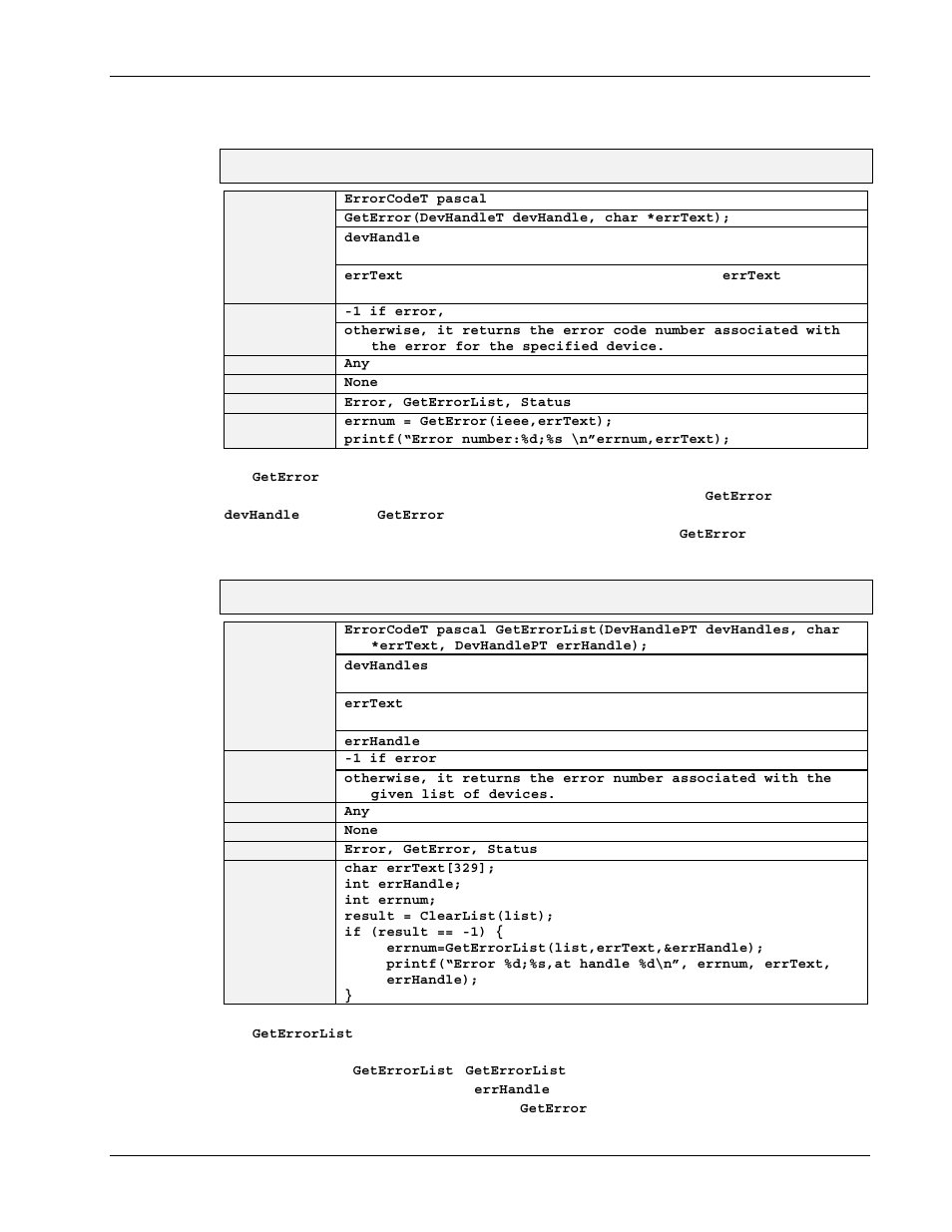 Geterror, Geterrorlist | Measurement Computing Personal488 rev.3.0 For DOS & Windows 3.Xi User Manual | Page 342 / 400