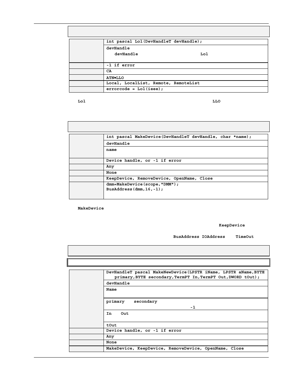 Makedevice, Makenewdevice | Measurement Computing Personal488 rev.3.0 For DOS & Windows 3.Xi User Manual | Page 346 / 400