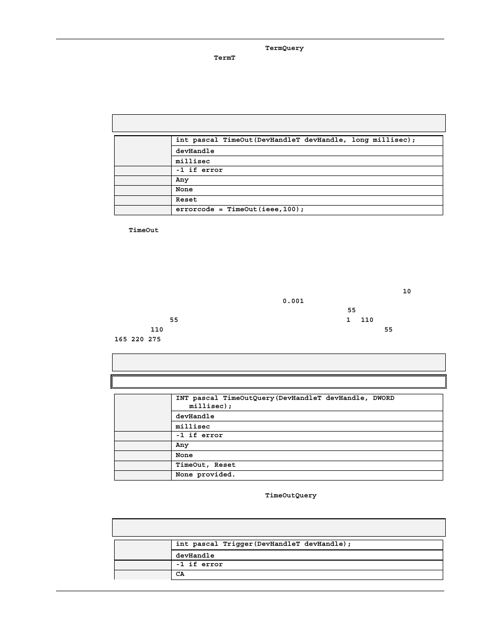 Timeout, Timeoutquery, Trigger | Measurement Computing Personal488 rev.3.0 For DOS & Windows 3.Xi User Manual | Page 366 / 400