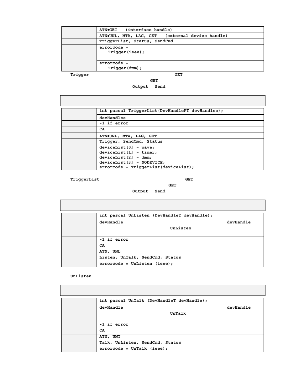 Triggerlist, Unlisten, Untalk | Measurement Computing Personal488 rev.3.0 For DOS & Windows 3.Xi User Manual | Page 367 / 400