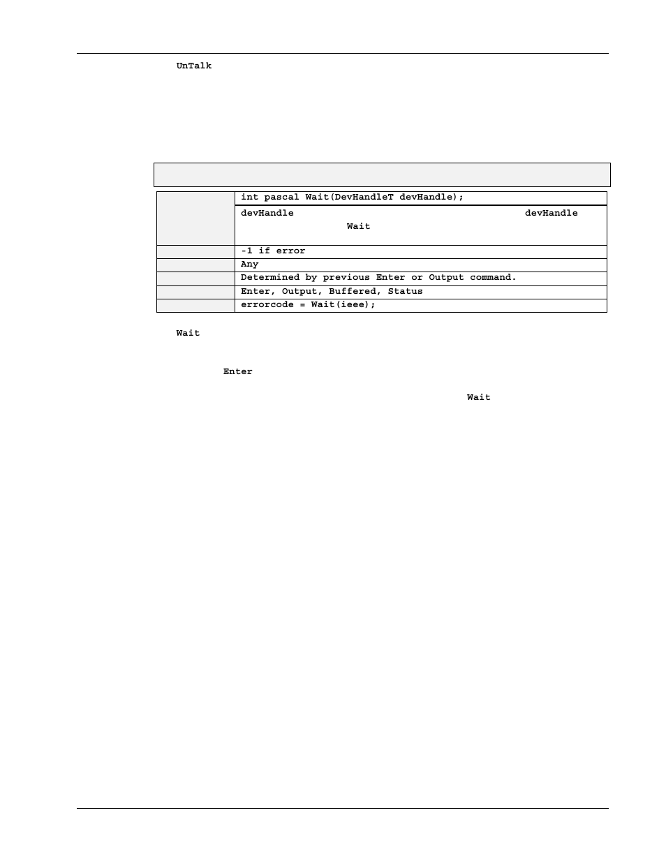 Wait | Measurement Computing Personal488 rev.3.0 For DOS & Windows 3.Xi User Manual | Page 368 / 400
