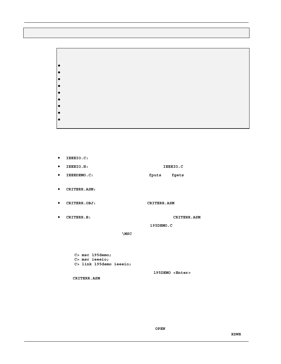 Microsoft c, 8e. microsoft c, Use of the character command language | Initialization of the system, Topics | Measurement Computing Personal488 rev.3.0 For DOS & Windows 3.Xi User Manual | Page 69 / 400