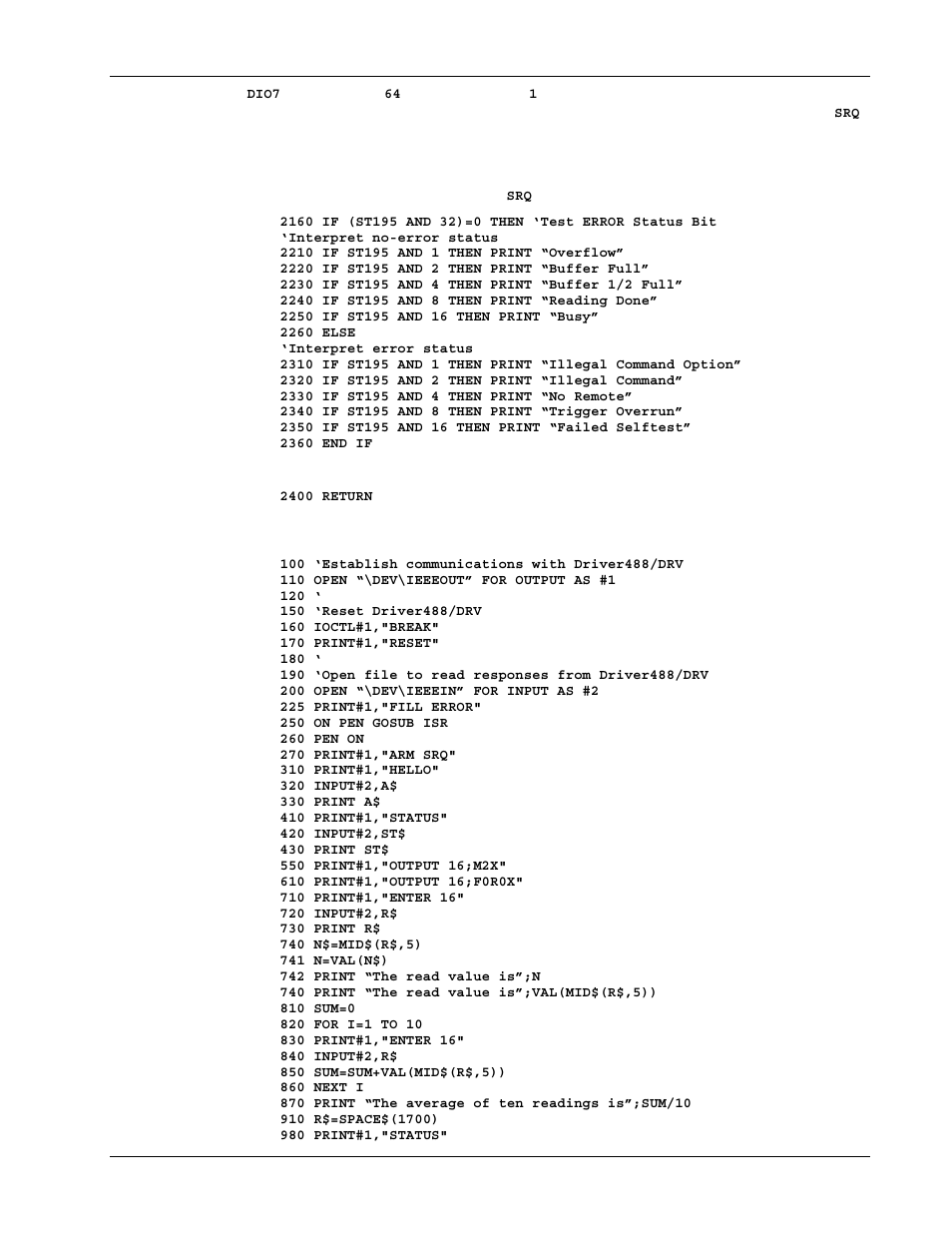 Sample program | Measurement Computing Personal488 rev.3.0 For DOS & Windows 3.Xi User Manual | Page 86 / 400