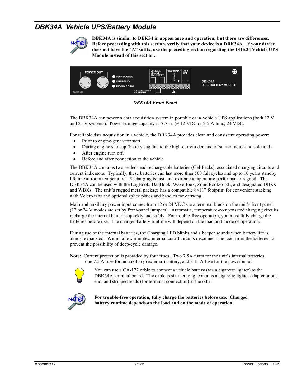Dbk34a vehicle ups/battery module | Measurement Computing ZonicBook 618E rev.3.4 User Manual | Page 113 / 122
