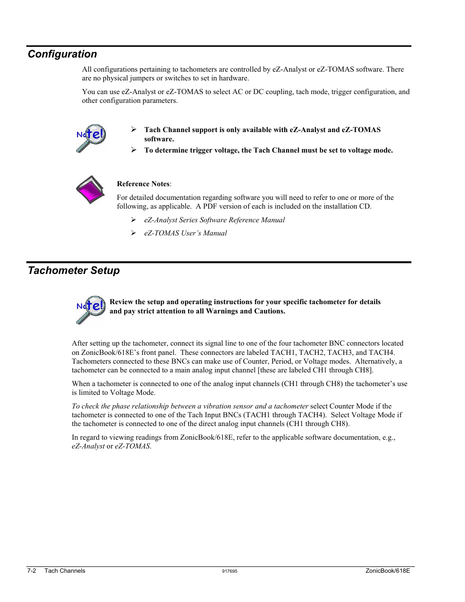 Configuration, Tachometer setup, Configuration …… 7-2 tachometer setup …… 7-2 | Measurement Computing ZonicBook 618E rev.3.4 User Manual | Page 66 / 122