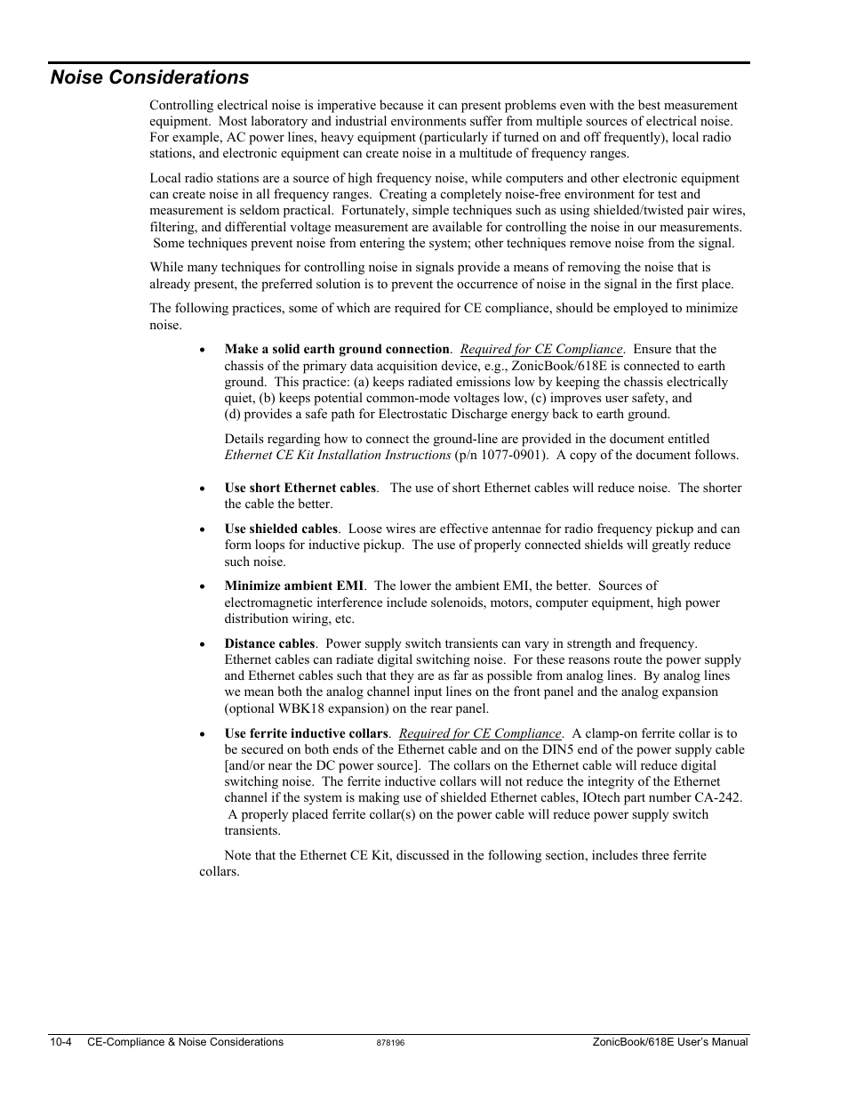 Noise considerations | Measurement Computing ZonicBook 618E rev.3.4 User Manual | Page 82 / 122