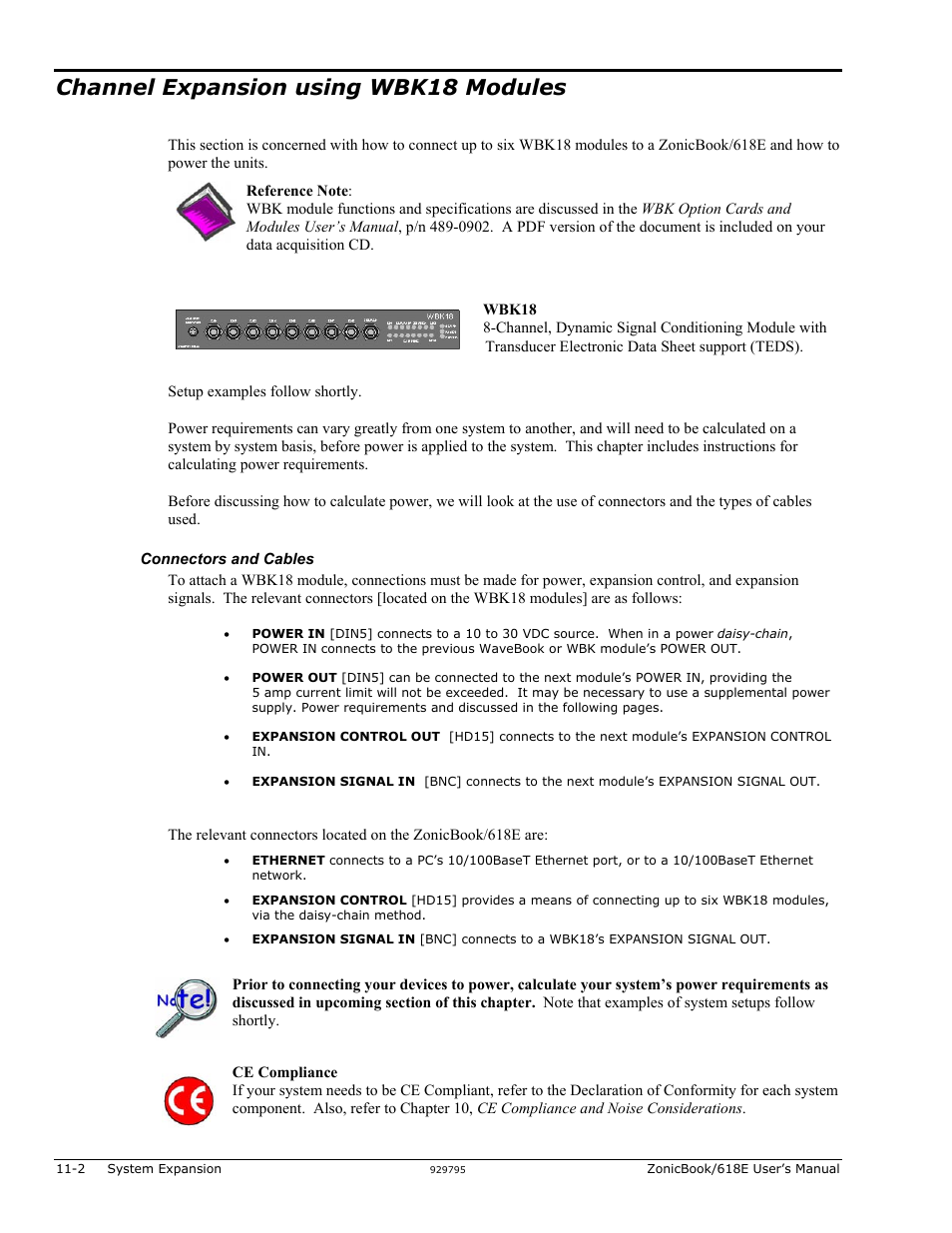 Channel expansion using wbk18 modules, Odules…… 11-2 | Measurement Computing ZonicBook 618E rev.3.4 User Manual | Page 86 / 122