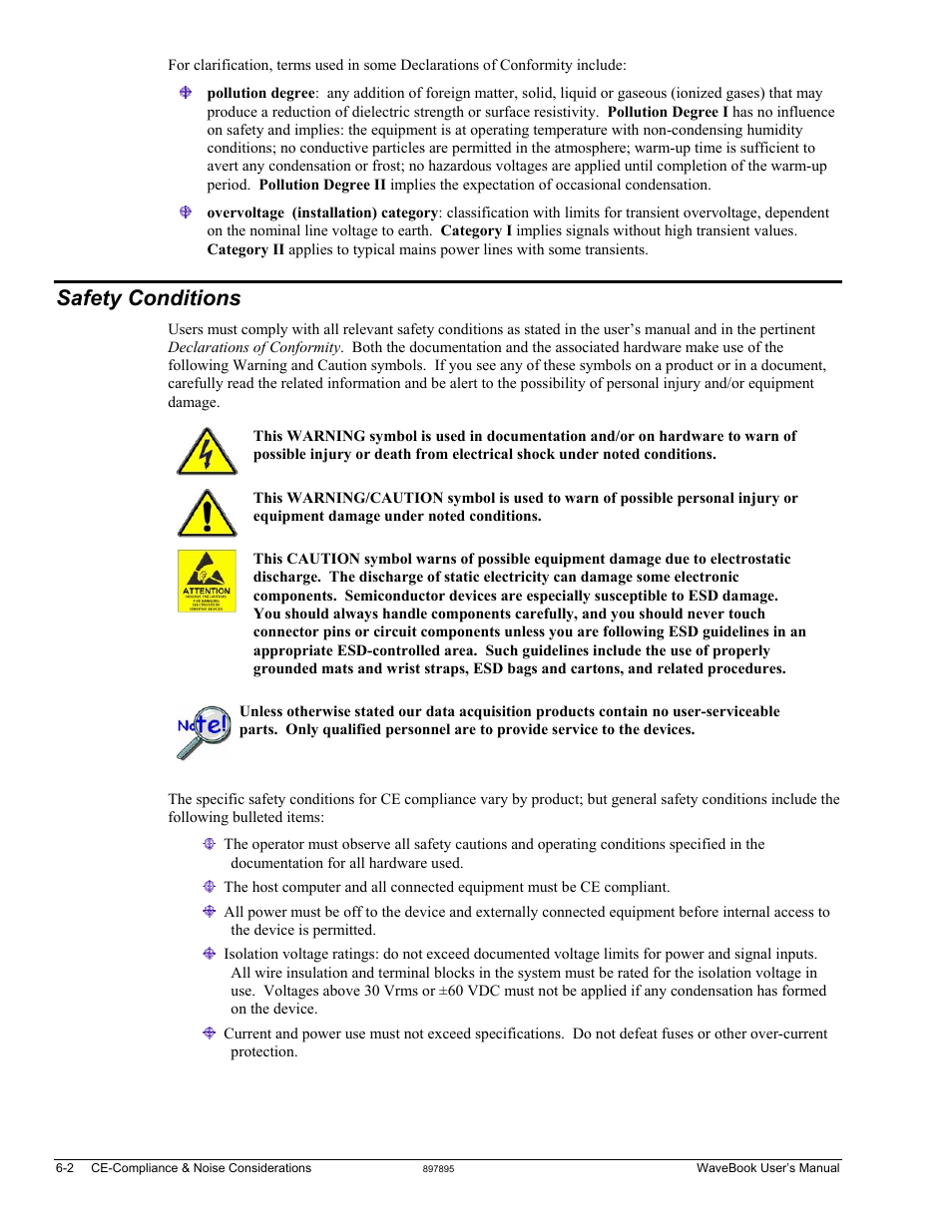 Safety conditions | Measurement Computing WaveBook rev.5.3 User Manual | Page 106 / 154