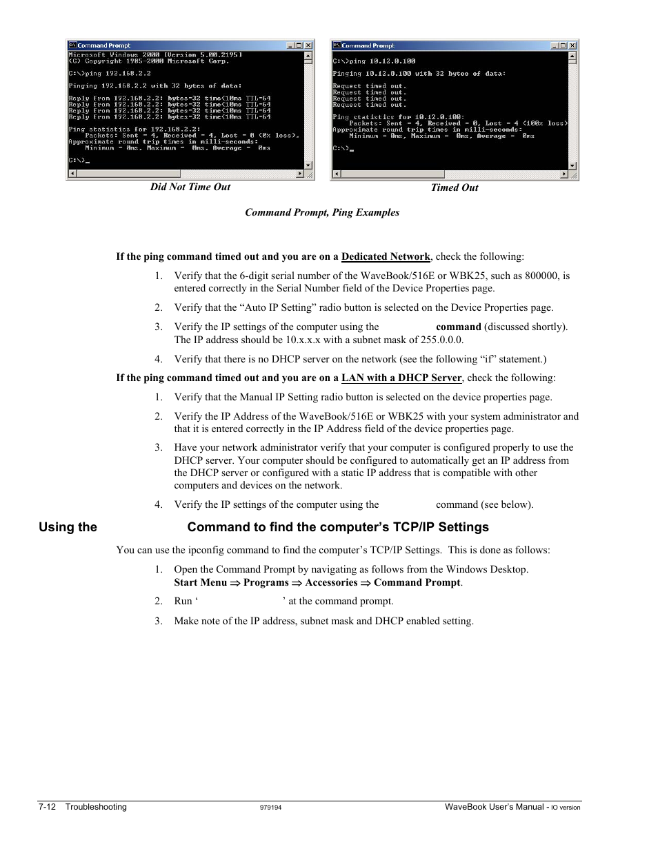 Ipconfig | Measurement Computing WaveBook rev.5.3 User Manual | Page 120 / 154