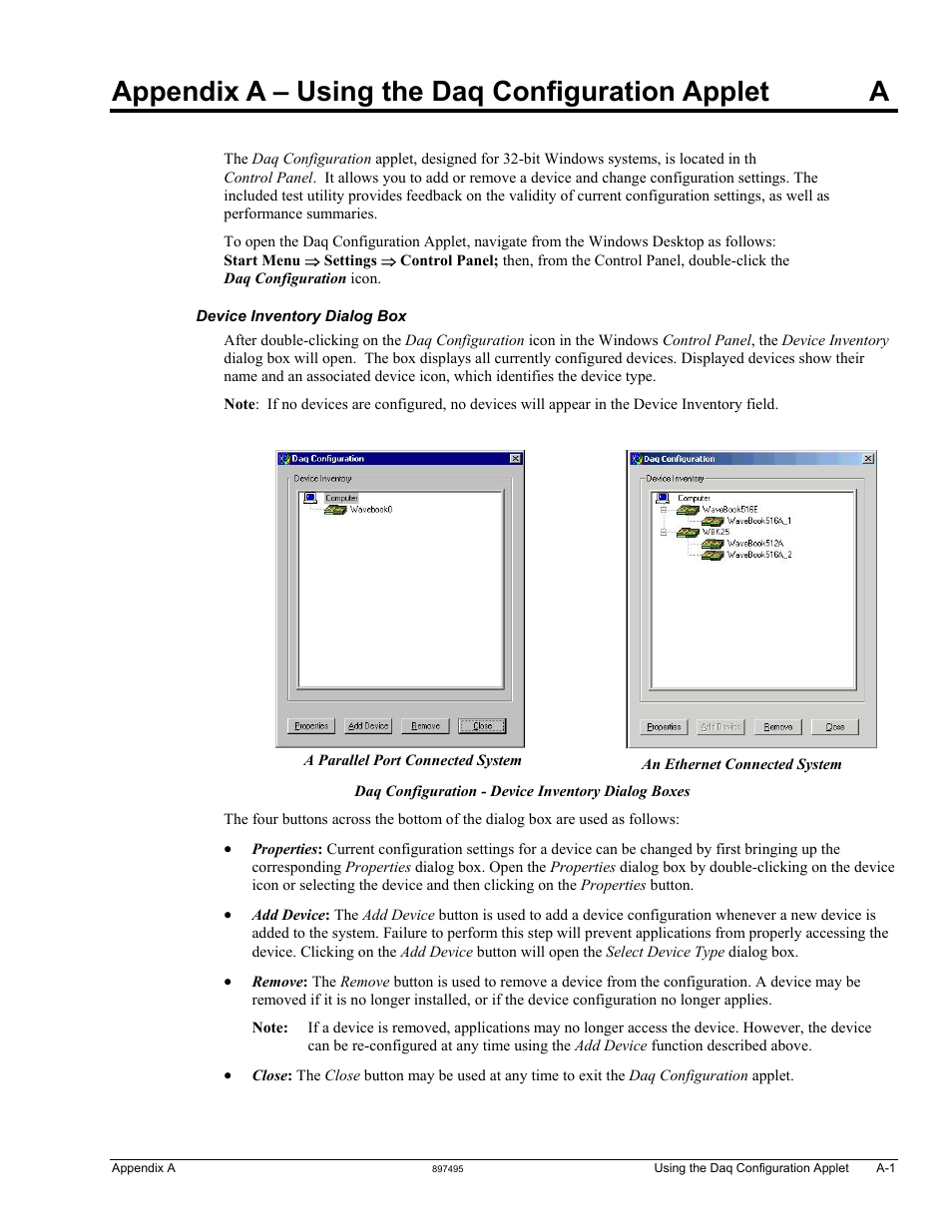 Appendix a – using the daq configuration applet, Appendix a – using the daq configuration applet a | Measurement Computing WaveBook rev.5.3 User Manual | Page 141 / 154