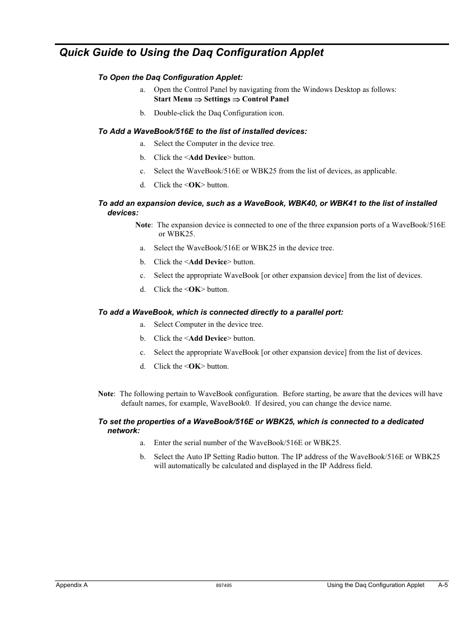 Quick guide to using the daq configuration applet | Measurement Computing WaveBook rev.5.3 User Manual | Page 145 / 154