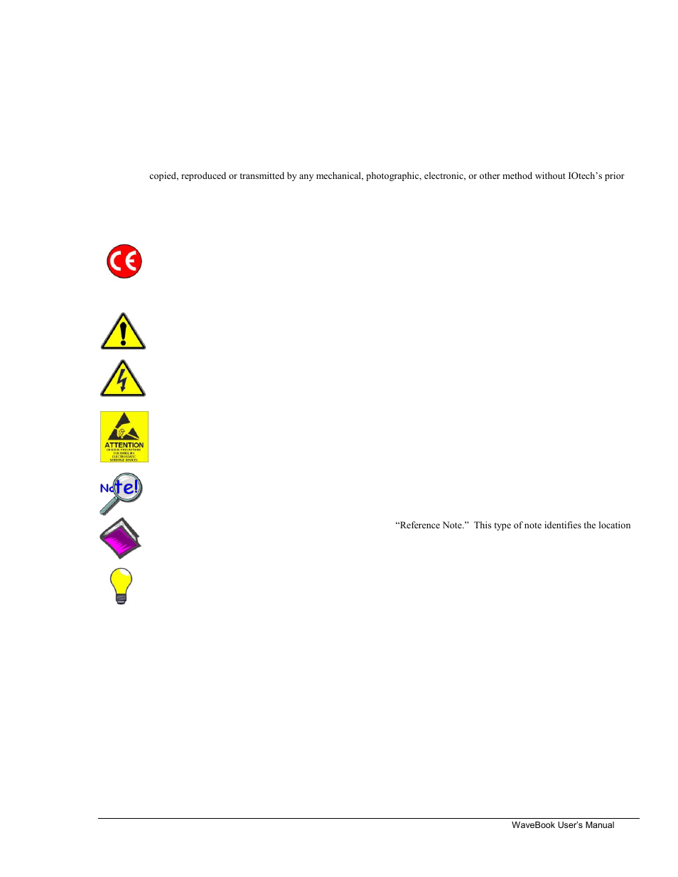 Warnings, cautions, notes, Warranty information, Limitation of liability | Copyright, trademark, and licensing notice, Ce notice, Specifications and calibration | Measurement Computing WaveBook rev.5.3 User Manual | Page 3 / 154