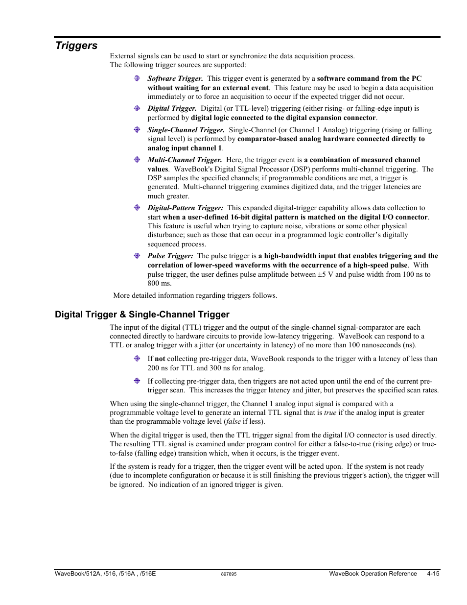 Triggers, Digital trigger & single-channel trigger | Measurement Computing WaveBook rev.5.3 User Manual | Page 85 / 154