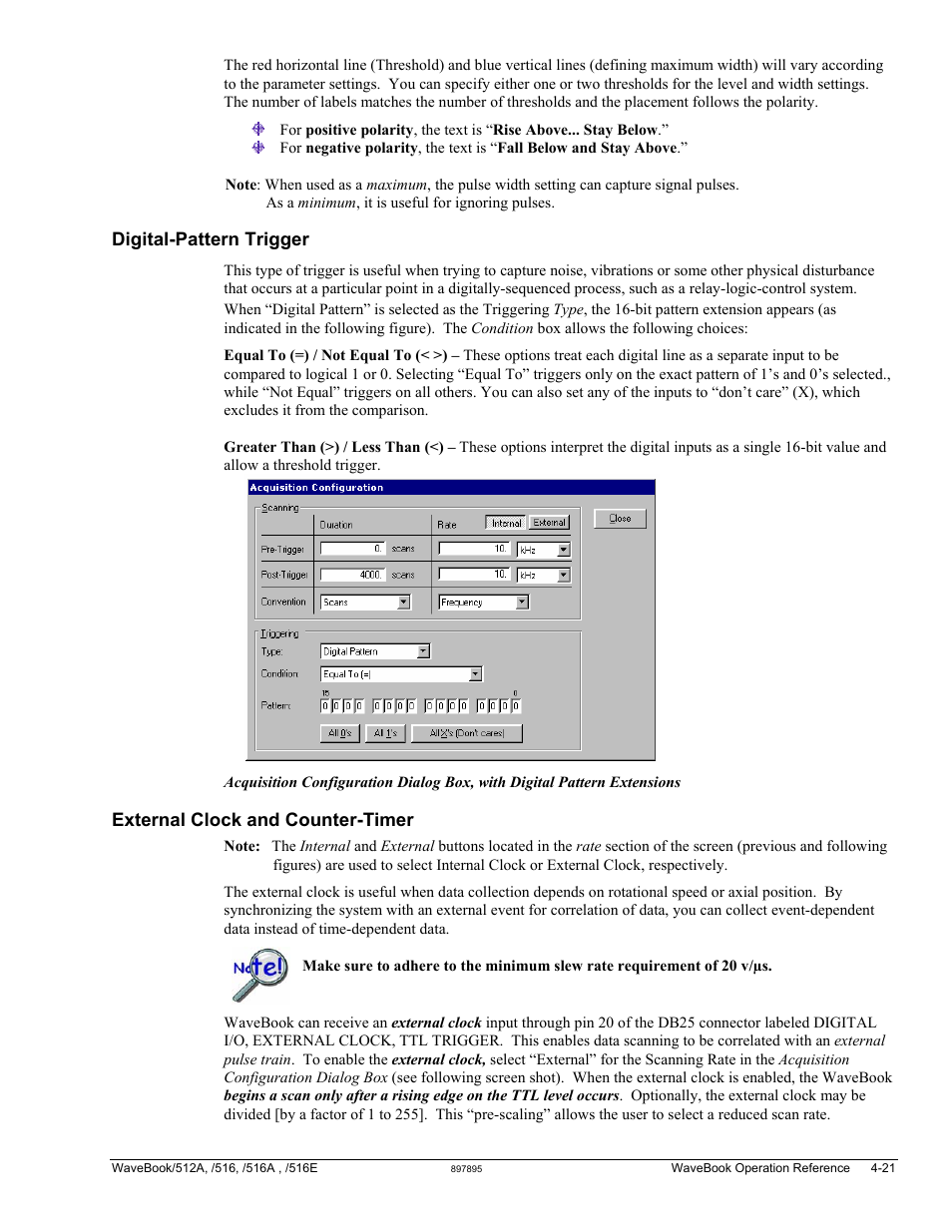 Digital-pattern trigger, External clock and counter-timer | Measurement Computing WaveBook rev.5.3 User Manual | Page 91 / 154