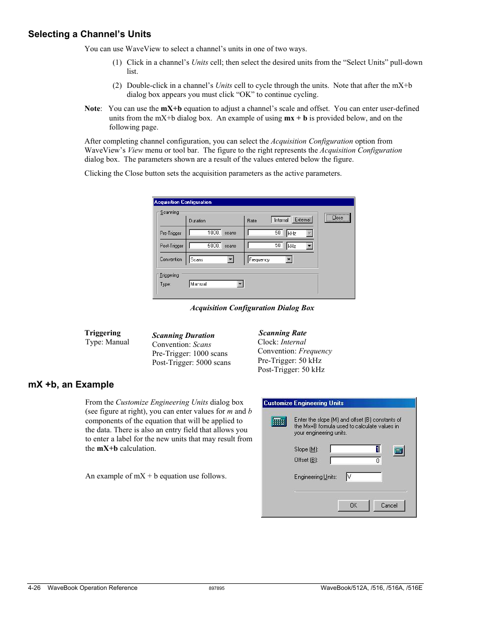 Selecting a channel’s units, Mx +b, an example | Measurement Computing WaveBook rev.5.3 User Manual | Page 96 / 154