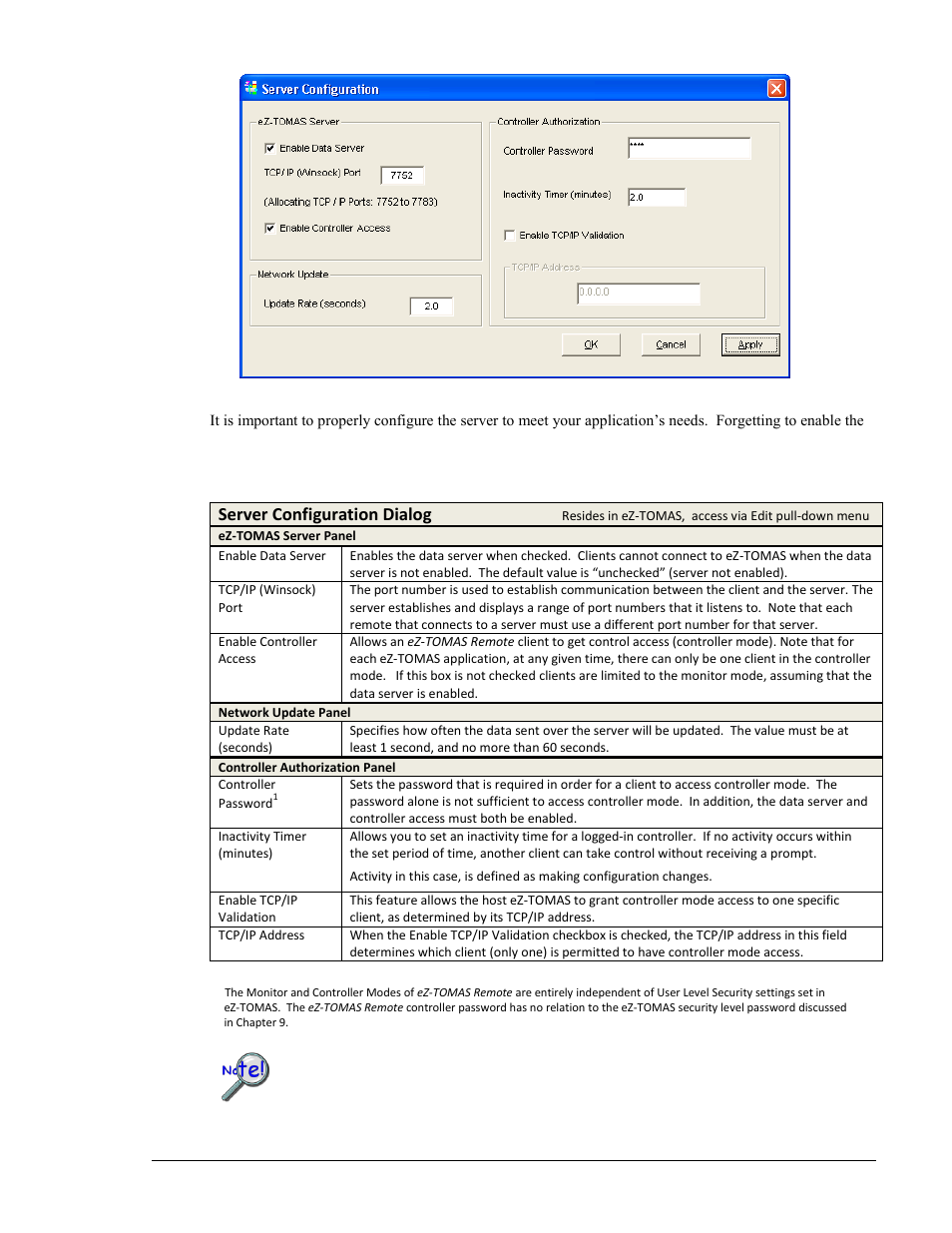 Server configuration dialog | Measurement Computing eZ-TOMAS version 7.1.x User Manual | Page 101 / 108