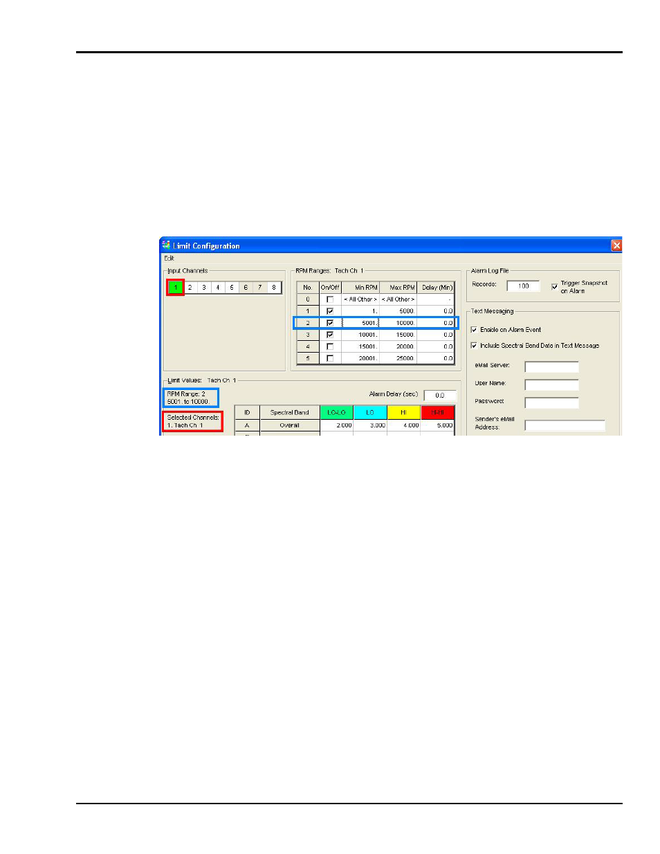 Spectral limits… (ctrl+l) | Measurement Computing eZ-TOMAS version 7.1.x User Manual | Page 43 / 108
