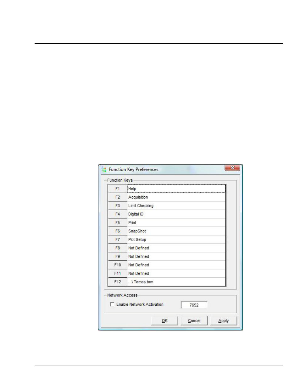 Function keys preferences | Measurement Computing eZ-TOMAS version 7.1.x User Manual | Page 49 / 108