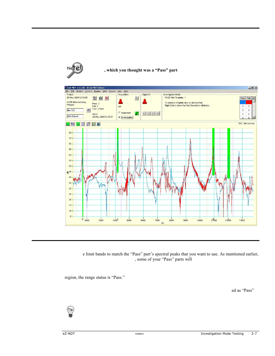 Compare the results of good and bad, Tests ……2-7, Configure the limits …… 2-7 | Compare the test results of pass and fail parts, Configure the limits | Measurement Computing eZ-NDT version 6.0.9 User Manual | Page 13 / 48