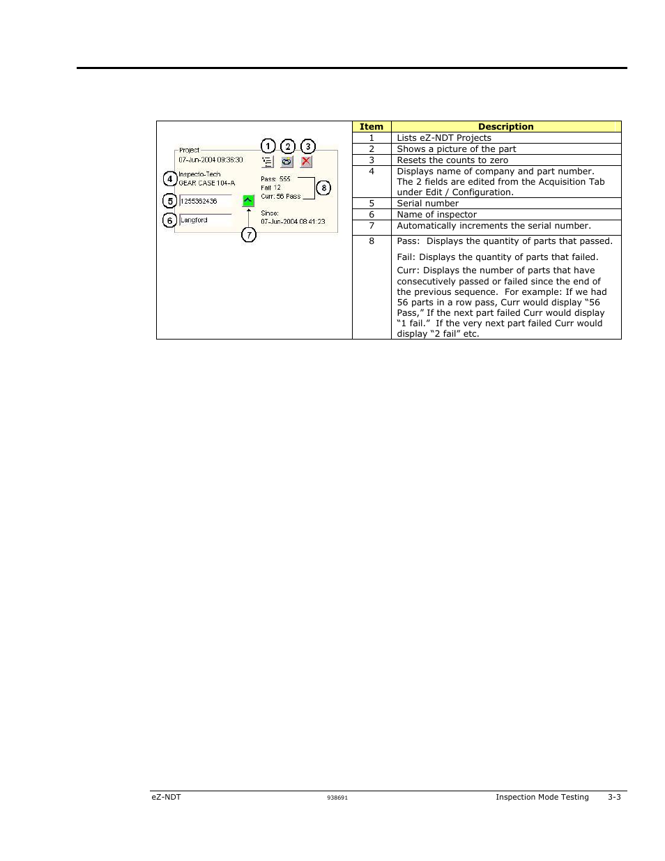 Reviewing ndt, Inspection results …… 3-3, Reviewing ndt inspection results | Measurement Computing eZ-NDT version 6.0.9 User Manual | Page 19 / 48