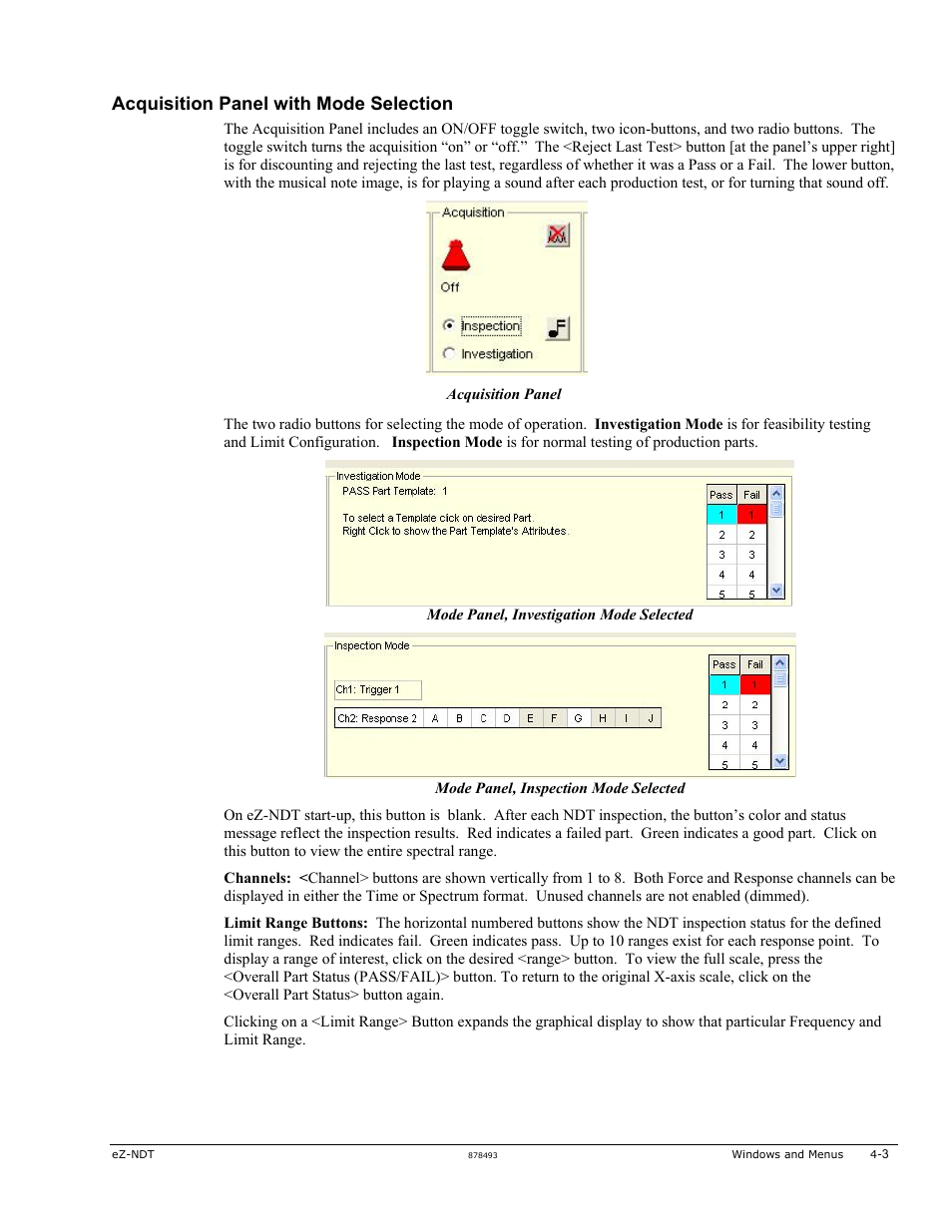 Acquisition panel with mode selection | Measurement Computing eZ-NDT version 6.0.9 User Manual | Page 23 / 48