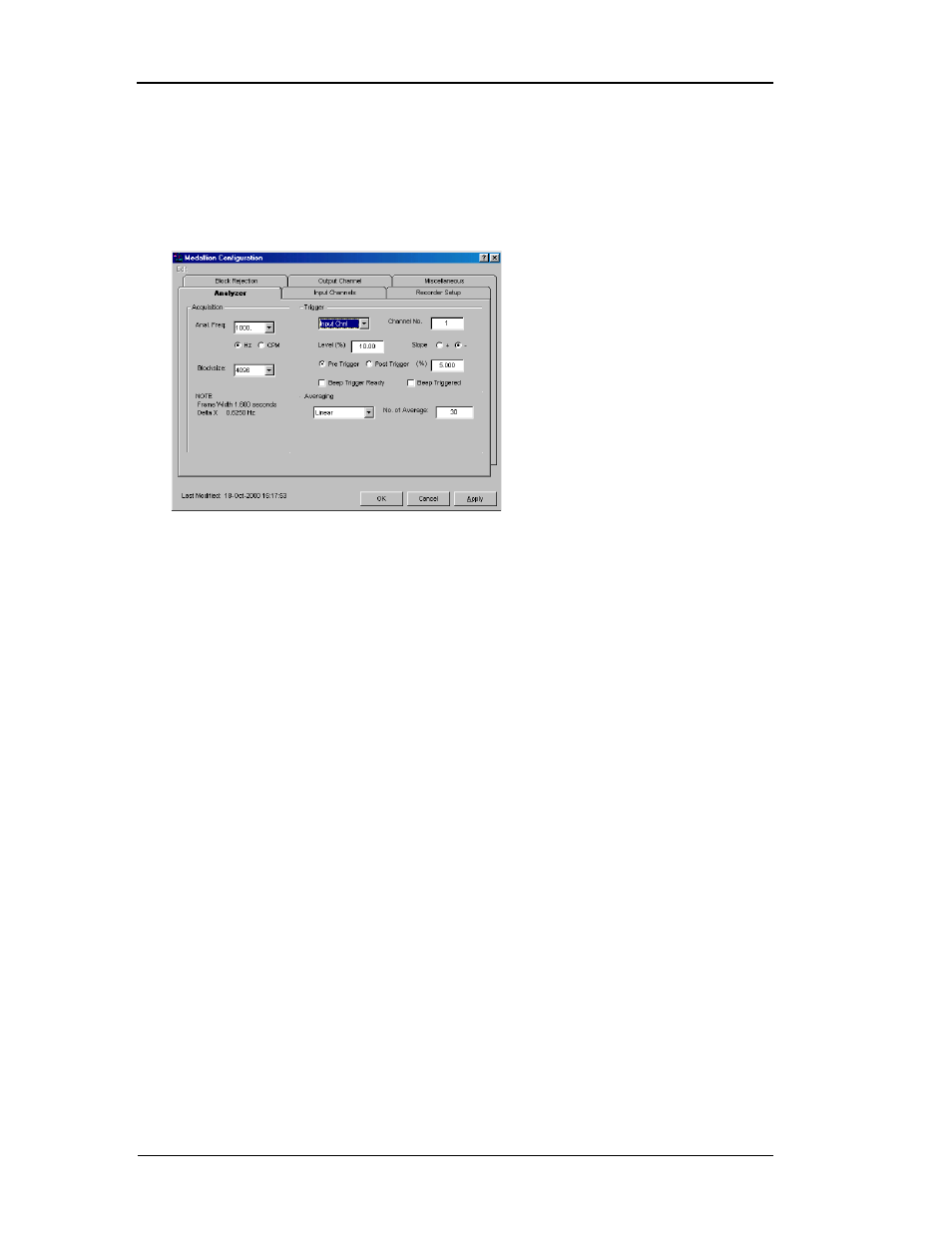 Edit menu, Medallion (configuration window), Analyzer tab | Acquisition panel | Measurement Computing eZ-Record rev.2.1 User Manual | Page 12 / 50