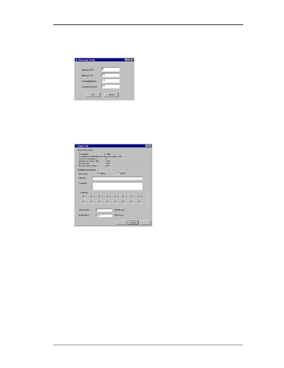 Export menu, Export time history data, Xport | Istory | Measurement Computing eZ-Record rev.2.1 User Manual | Page 31 / 50