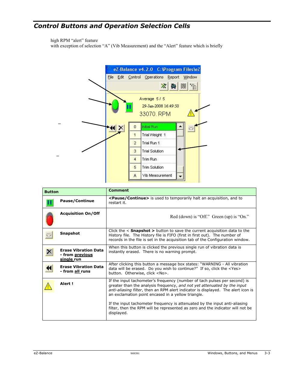 Control buttons and operation selection cells | Measurement Computing eZ-Balance rev.9.0 User Manual | Page 21 / 40