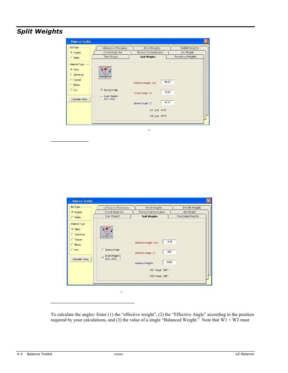 Split weights | Measurement Computing eZ-Balance rev.9.0 User Manual | Page 34 / 40