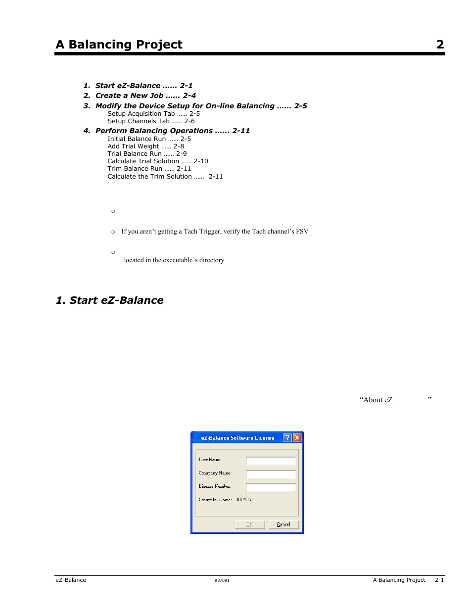 2 - a balancing project, A balancing project 2, Start ez-balance | Measurement Computing eZ-Balance rev.9.0 User Manual | Page 9 / 40