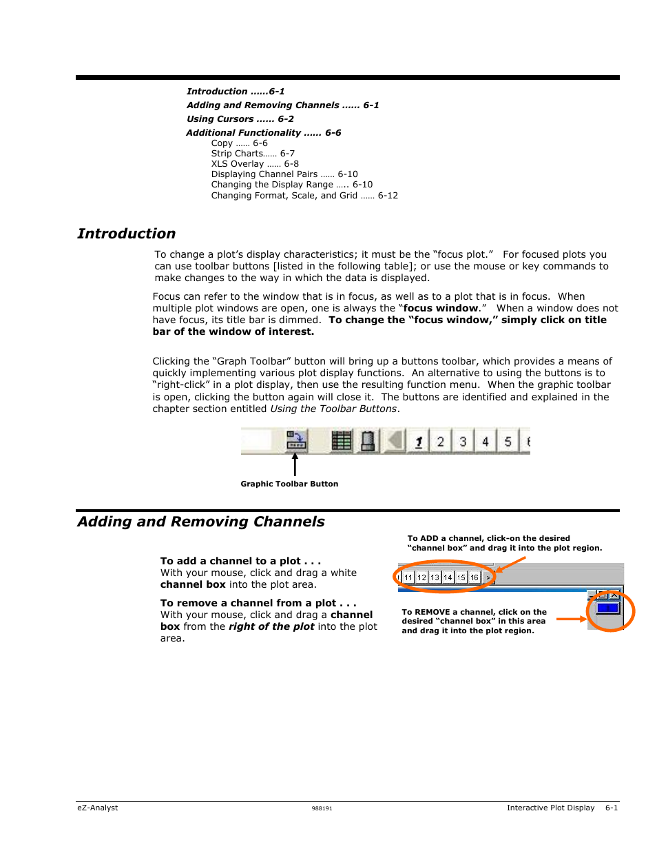Interactive features of the plot display window 6, Introduction, Adding and removing channels | Measurement Computing eZ-Analyst rev.14.1 User Manual | Page 103 / 136