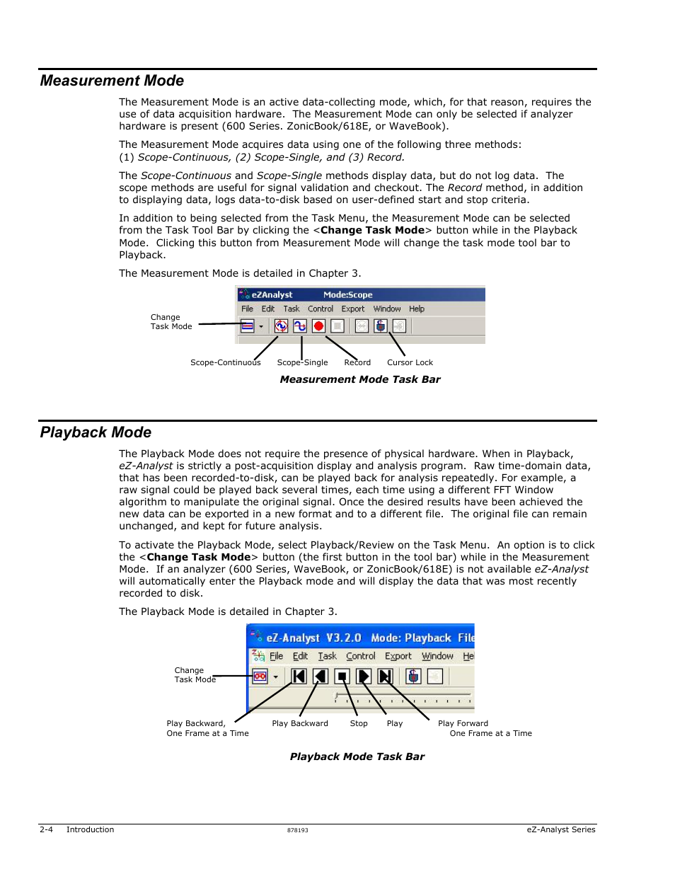 Measurement mode, Playback mode | Measurement Computing eZ-Analyst rev.14.1 User Manual | Page 16 / 136