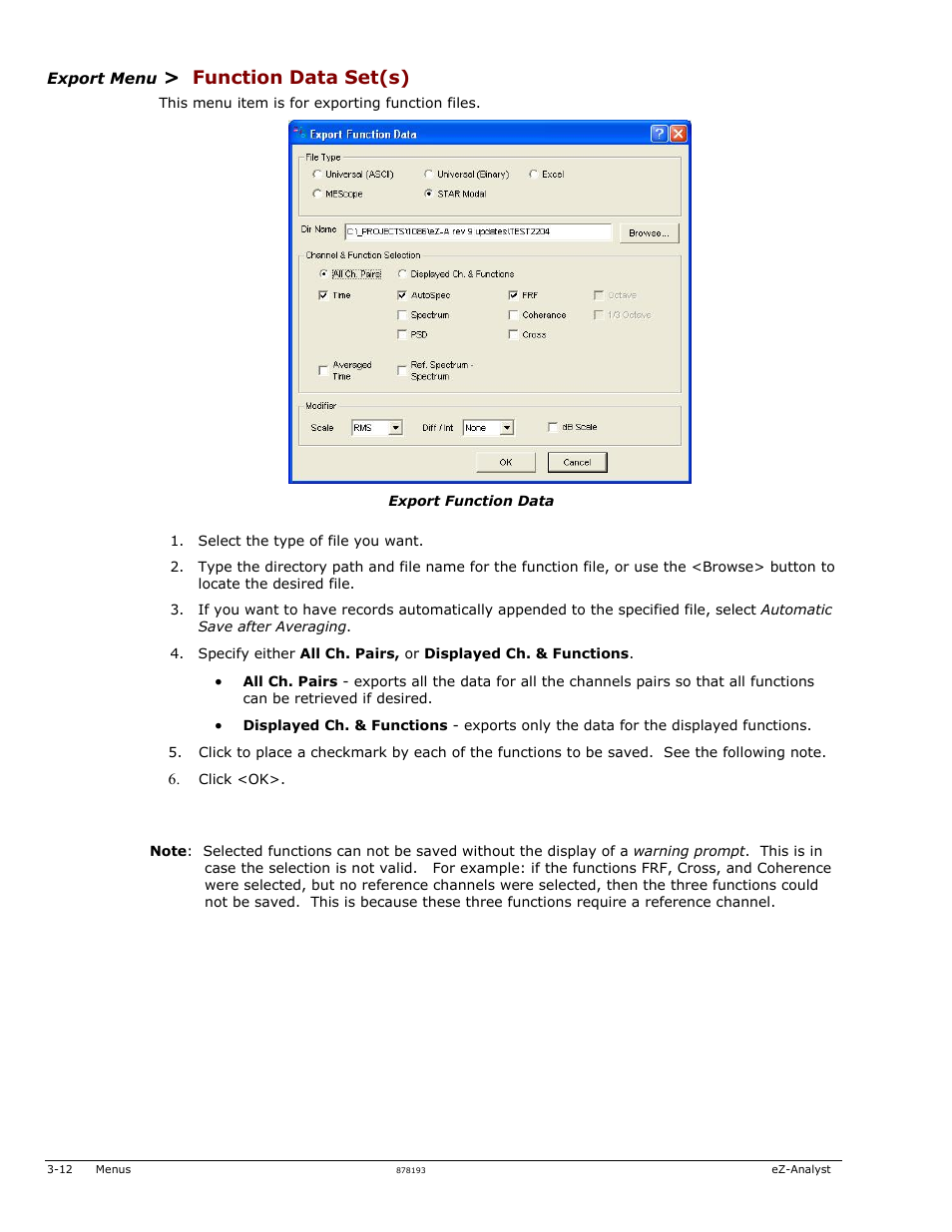 Function data set(s) | Measurement Computing eZ-Analyst rev.14.1 User Manual | Page 30 / 136