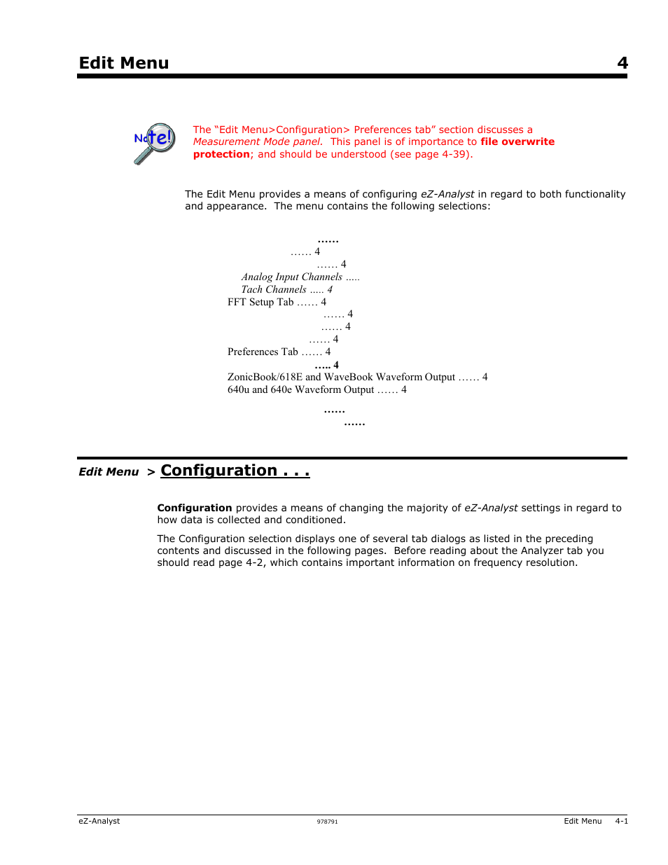 4 - edit menu, Configuration, Edit menu 4 | Measurement Computing eZ-Analyst rev.14.1 User Manual | Page 37 / 136