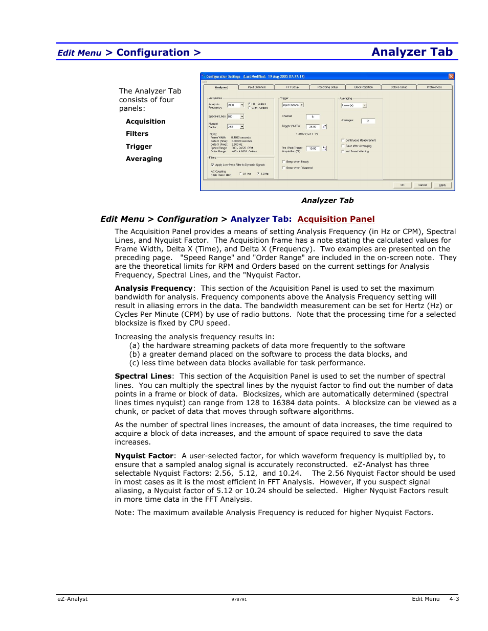 Analyzer tab, Configuration | Measurement Computing eZ-Analyst rev.14.1 User Manual | Page 39 / 136
